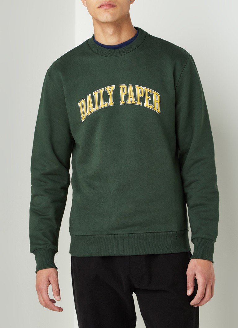 Donker groene Daily paper college sweater met logoprint